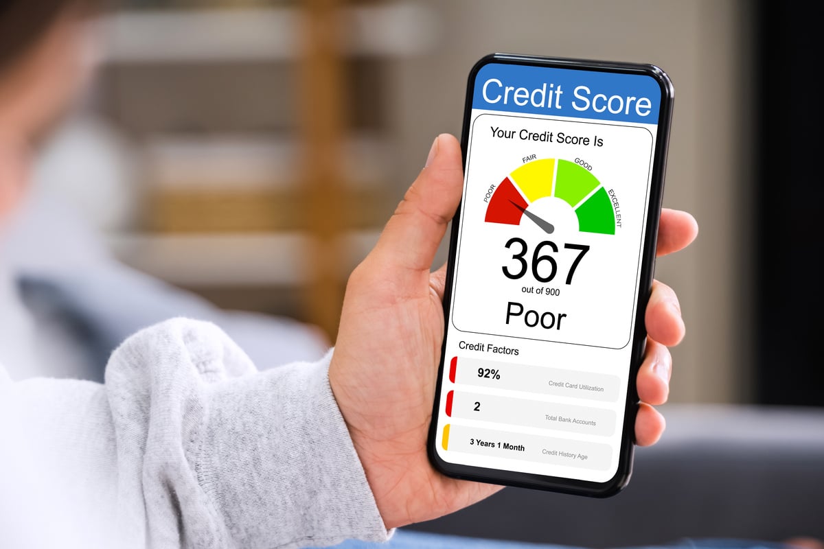 A poor credit score on a phone